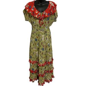 Vintage Isabella Cowboys & Indians Tiered Midi Dress
